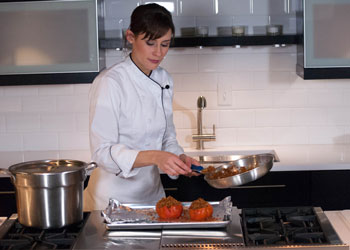 Chef Nicole Gaffney Making Stuffed UglyRipe© Tomatoes